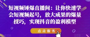 短视频锤爆直播间:让你快速学会短视频起号,放大成果的爆量技巧,实现抖音的盈利模型-知乎者也