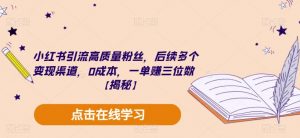 小红书引流高质量粉丝,后续多个变现渠道,0成本,一单赚三位数【揭秘】-知乎者也