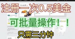 国外项目注册一次0.5美金，只需三分钟无脑操作，可批量同时放大操作，小白工作室福利【揭秘】-知乎者也
