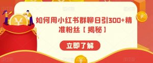 如何用小红书群聊日引300+精准粉丝【揭秘】-知乎者也