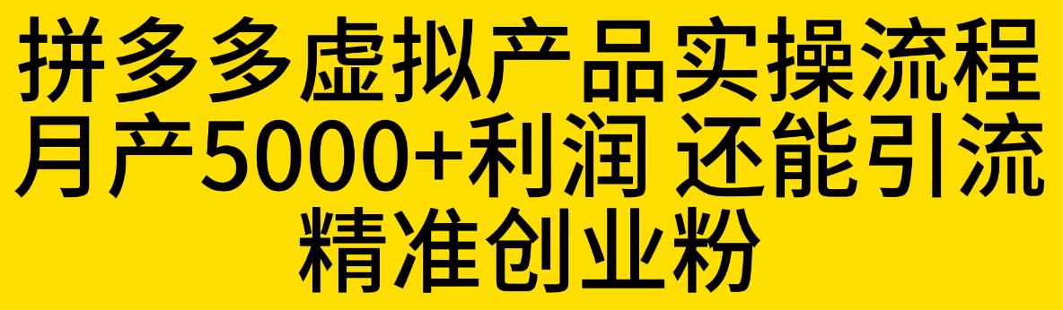 拼多多虚拟产品实操流程，月产5000+利润，还能引流精准创业粉【揭秘】-知乎者也