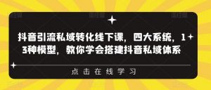 抖音引流私域转化线下课,四大系统,13种模型,教你学会搭建抖音私域体系-知乎者也