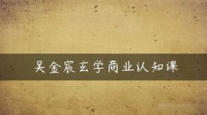 吴金宸玄学商业认知课,传统文化商业认知课-知乎者也