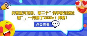 抖音蓝海项目,第二个“快手极速版拉新”,一周搞了7000+【揭秘】-知乎者也