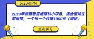 2023年最新看直播赚钱小项目，适合宝妈在家操作，一个号一个月赚1000多（揭秘）-知乎者也