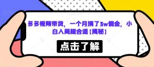 多多视频带货,一个月搞了3w佣金,小白入局超合适【揭秘】-知乎者也