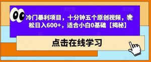 冷门暴利项目，十分钟五个原创视频，轻松日入600+，适合小白0基础【揭秘】-知乎者也