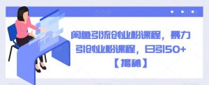 闲鱼引流创业粉课程,暴力引创业粉课程,日引50+【揭秘】-知乎者也