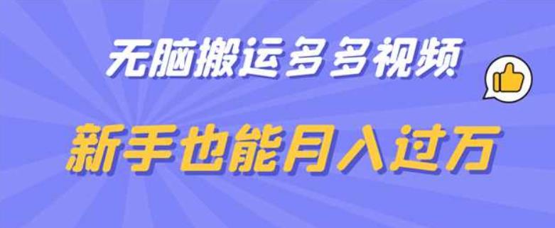 无脑搬运多多视频,新手也能月入过万【揭秘】-知乎者也