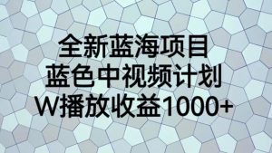 全新蓝海项目，蓝色中视频计划，1W播放量1000+【揭秘】-知乎者也