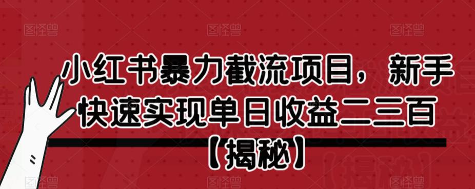 小红书暴力截流项目，新手快速实现单日收益二三百【仅揭秘】-知乎者也
