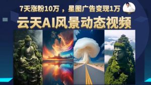 云天AI风景动图视频制作,7天涨粉10万,星图广告变现1万-知乎者也