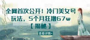 全网首次公开！冷门美女号玩法，5个月狂撸67w【揭秘】-知乎者也