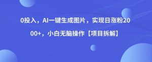 0投入，AI一键生成图片，实现日涨粉2000+，小白无脑操作【项目拆解】-知乎者也