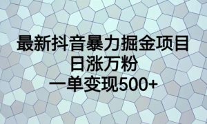 最新抖音暴力掘金项目，日涨万粉，一单变现500+【揭秘】-知乎者也