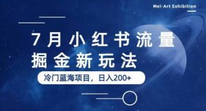 7月小红书流量掘金最新玩法,冷门蓝海小项目,日入200+【揭秘】-知乎者也
