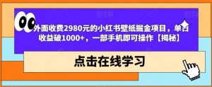 外面收费2980元的小红书壁纸掘金项目，单日收益破1000+，一部手机即可操作【揭秘】-知乎者也