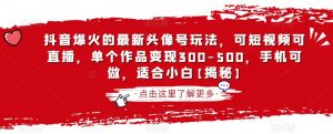 抖音爆火的最新头像号玩法，可短视频可直播，单个作品变现300-500，手机可做，适合小白【揭秘】-知乎者也