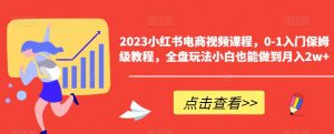 2023小红书电商视频课程，0-1入门保姆级教程，全盘玩法小白也能做到月入2w+-知乎者也
