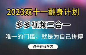 2023双十一翻身计划,多多视频带货三合一玩法教程【揭秘】-知乎者也