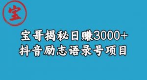 宝哥揭秘日赚3000+抖音励志语录号短视频变现项目-知乎者也