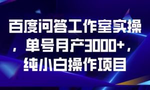 百度问答工作室实操,单号月产3000+,纯小白操作项目【揭秘】-知乎者也