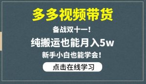 多多视频带货，备战双十一，纯搬运也能月入5w，新手小白也能学会-知乎者也