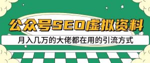 公众号SEO虚拟资料，操作简单，日入500+，可批量操作【揭秘】-知乎者也