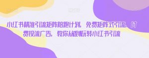 小红书精准引流矩阵陪跑计划,免费矩阵式引流,付费投流广告,教你从0到1玩转小红书引流-知乎者也