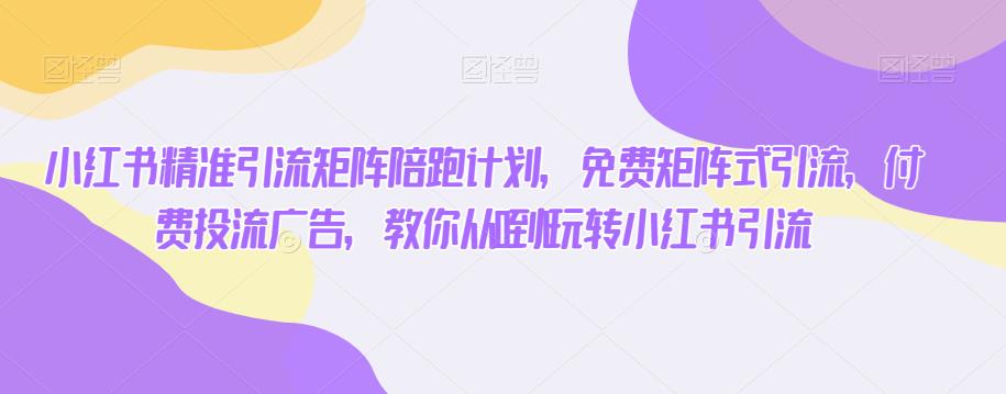小红书精准引流矩阵陪跑计划,免费矩阵式引流,付费投流广告,教你从0到1玩转小红书引流-知乎者也