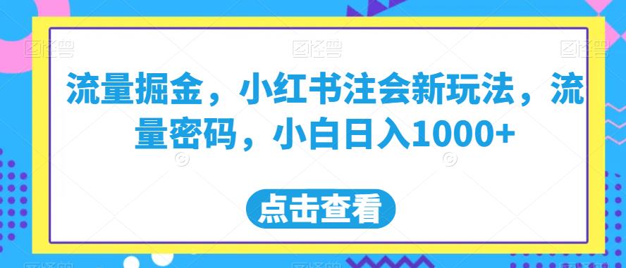 流量掘金,小红书注会新玩法,流量密码,小白日入1000+【揭秘】-知乎者也