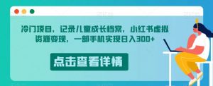 冷门项目,记录儿童成长档案,小红书虚拟资源变现,一部手机实现日入300+【揭秘】-知乎者也