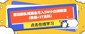 靠短剧私域掘金月入5W小白闭眼做(教程+2T资料)-知乎者也