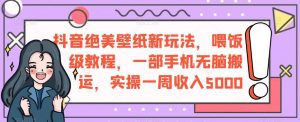 抖音绝美壁纸新玩法，喂饭级教程，一部手机无脑搬运，实操一周收入5000【揭秘】-知乎者也
