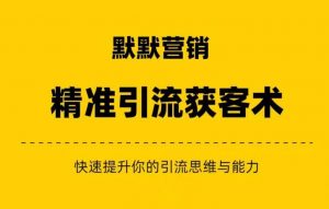默默营销·精准引流+私域营销+逆袭赚钱(三件套)快速提升你的赚钱认知与营销思维-知乎者也