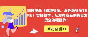 跨境电商(跨境多多、海外版多多TEMU)实操教学,从发布商品到售卖发货全流程操作!-知乎者也