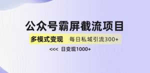公众号霸屏截流项目+私域多渠道变现玩法,全网首发,日入1000+【揭秘】-知乎者也