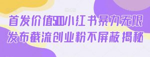 首发价值5100小红书暴力无限发布截流创业粉不屏蔽揭秘-知乎者也
