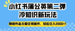 小红书蒲公英第二弹冷知识新玩法,照搬作品无需任何操作,轻松日入2000+【揭秘】-知乎者也