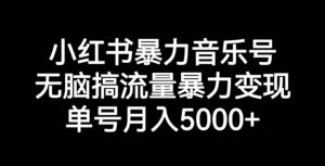 小红书暴力音乐号,无脑搞流量暴力变现,单号月入5000+-知乎者也