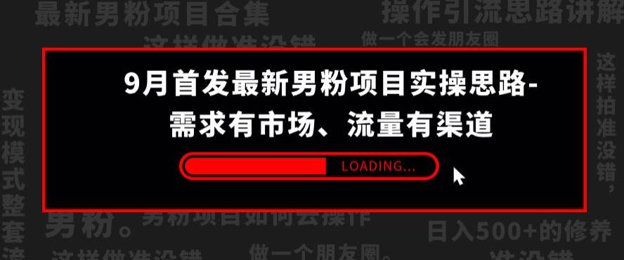 9月首发最新男粉项目实操思路-需求有市场，流量有渠道【揭秘】-知乎者也