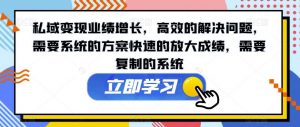 私域变现业绩增长，高效的解决问题，需要系统的方案快速的放大成绩，需要复制的系统-知乎者也