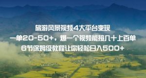 旅游风景视频4大平台变现单20-50+,爆一个视频能接几十上百单6节保姆级教程让你轻松日入500+-知乎者也