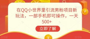 在QQ小世界里引流男粉项目新玩法,一部手机即可操作,一天500+【揭秘】-知乎者也
