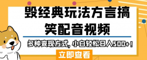 毁经典玩法方言搞笑配音视频，多种变现方式，小白轻松日入500+！-知乎者也