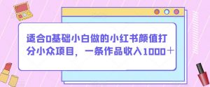 适合0基础小白做的小红书颜值打分小众项目,一条作品收入1000+【揭秘】-知乎者也