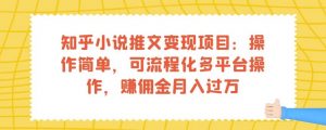 知乎小说推文变现项目：操作简单，可流程化多平台操作，赚佣金月入过万-知乎者也