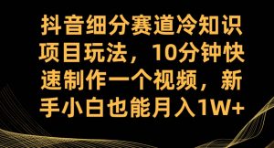 抖音细分赛道冷知识项目玩法，10分钟快速制作一个视频，新手小白也能月入1W+【揭秘】-知乎者也