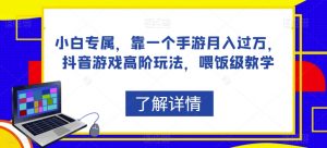 小白专属，靠一个手游月入过万，抖音游戏高阶玩法，喂饭级教学-知乎者也