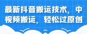 外卖598元的最新抖音搬运技术，中视频搬运，轻松过原创-知乎者也